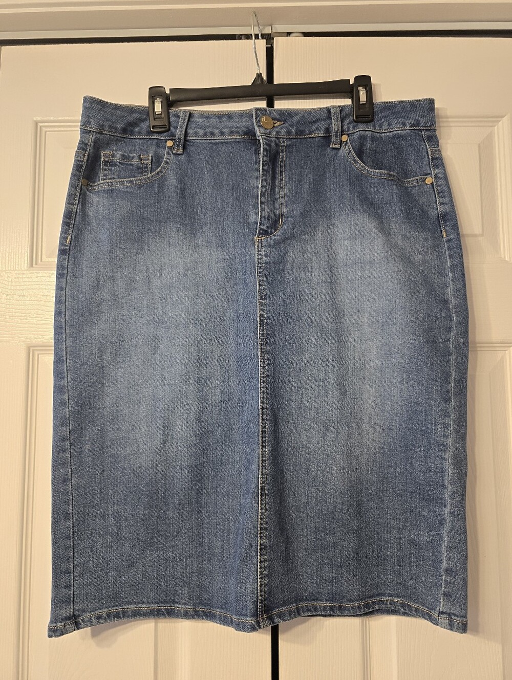 d.jeans Women's Classic Medium Blue Straight Denim Pencil Skirt Size 14W